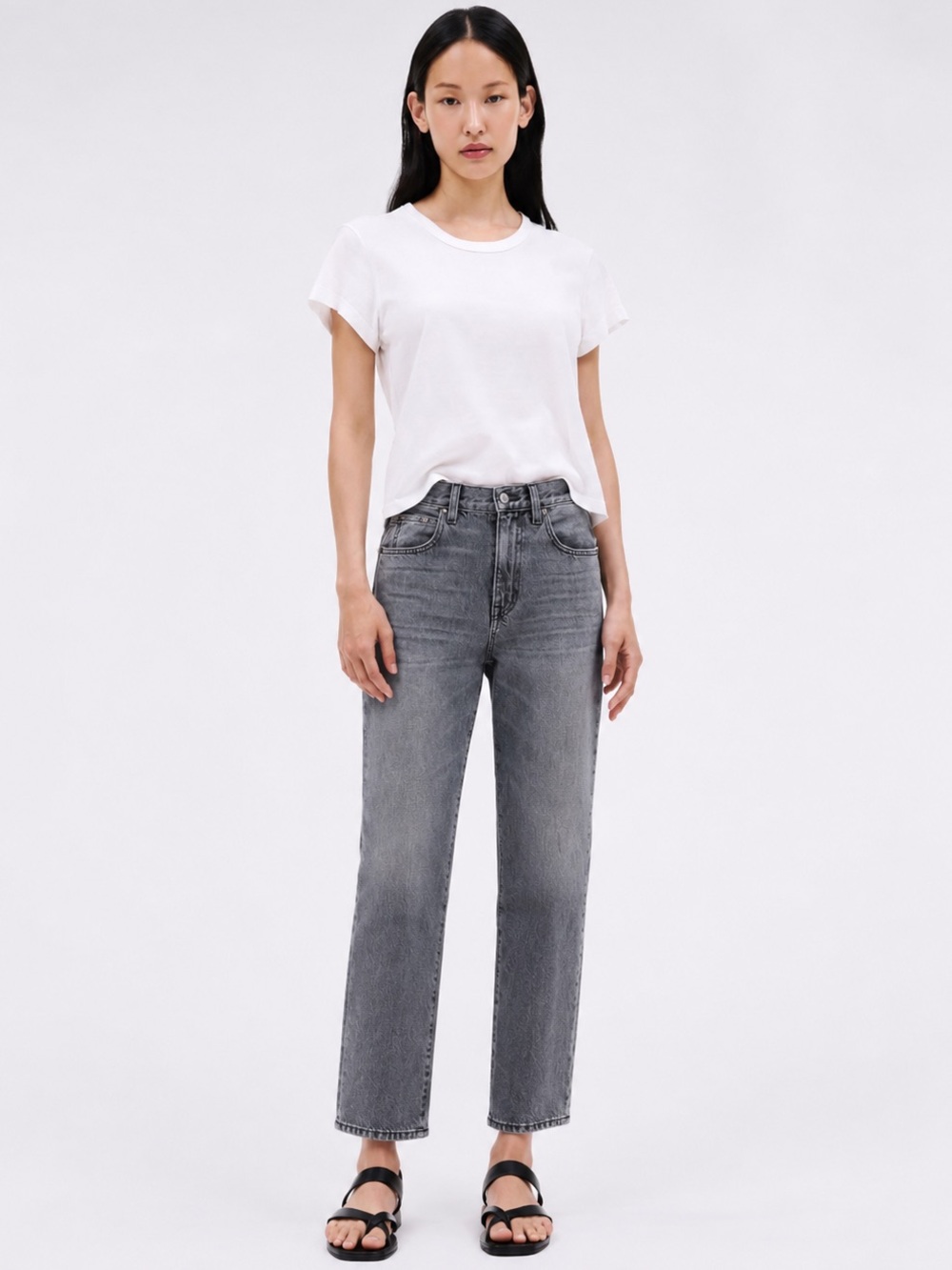 SLVRLAKE | Sophie Straight Leg Jeans in Gray Wash, Size 27